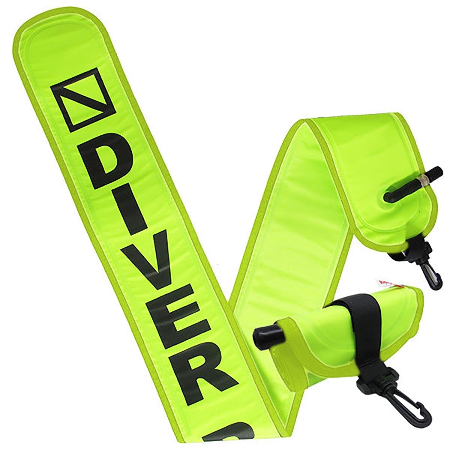 Scuba Diving 4ft Neon Yellow Surface Marker Signal Tube w/ Plastic Clip - Scuba Choice