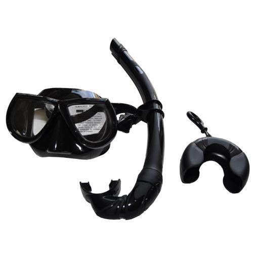Black Free Dive Low Volume Silicone Mask & Nautilus Snorkel Set - Scuba Choice