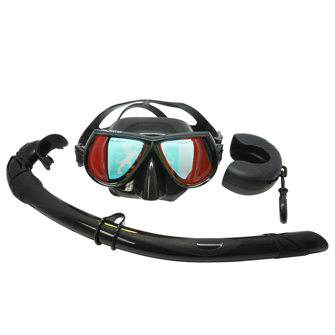 Palantic Black Mirror Coated Lenses Free Dive Low Volume Mask & Snorkel Combo - Scuba Choice