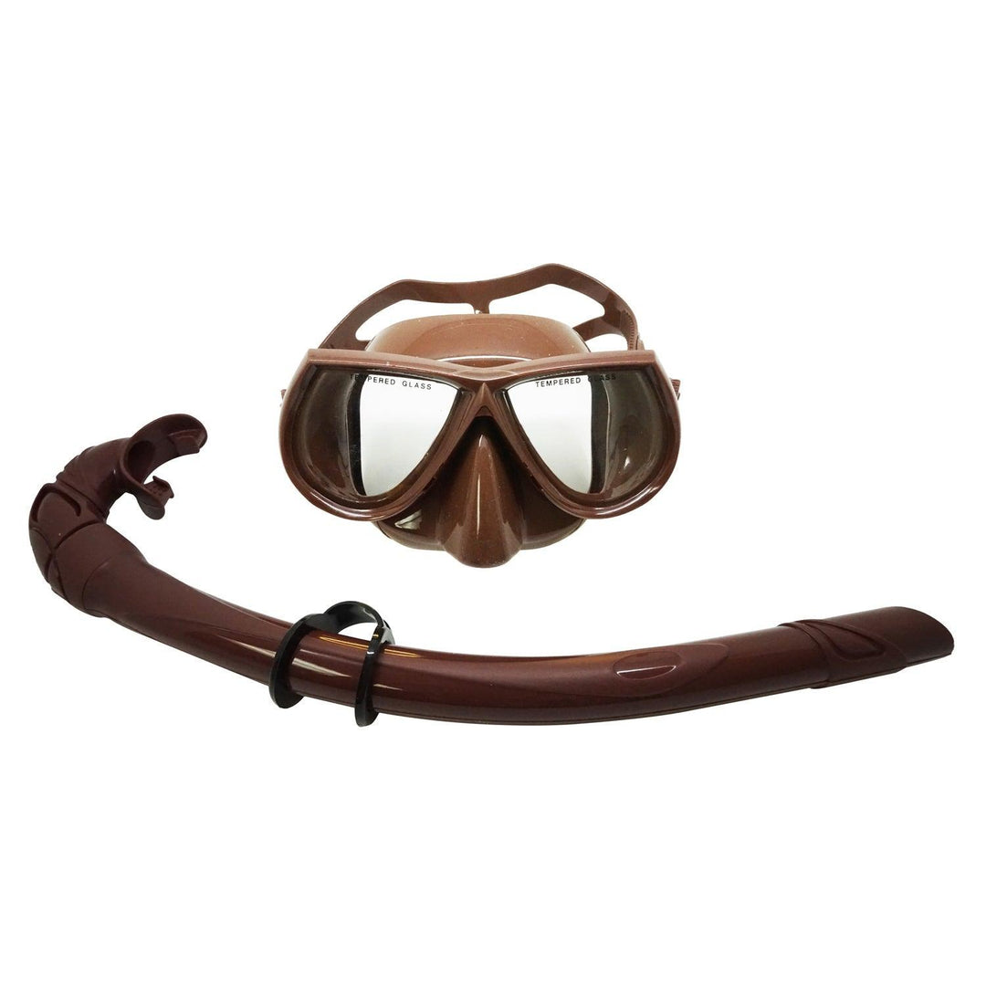 Palantic Brown Free Dive Low Volume Silicone Mask & Nautilus Snorkel Set - Scuba Choice
