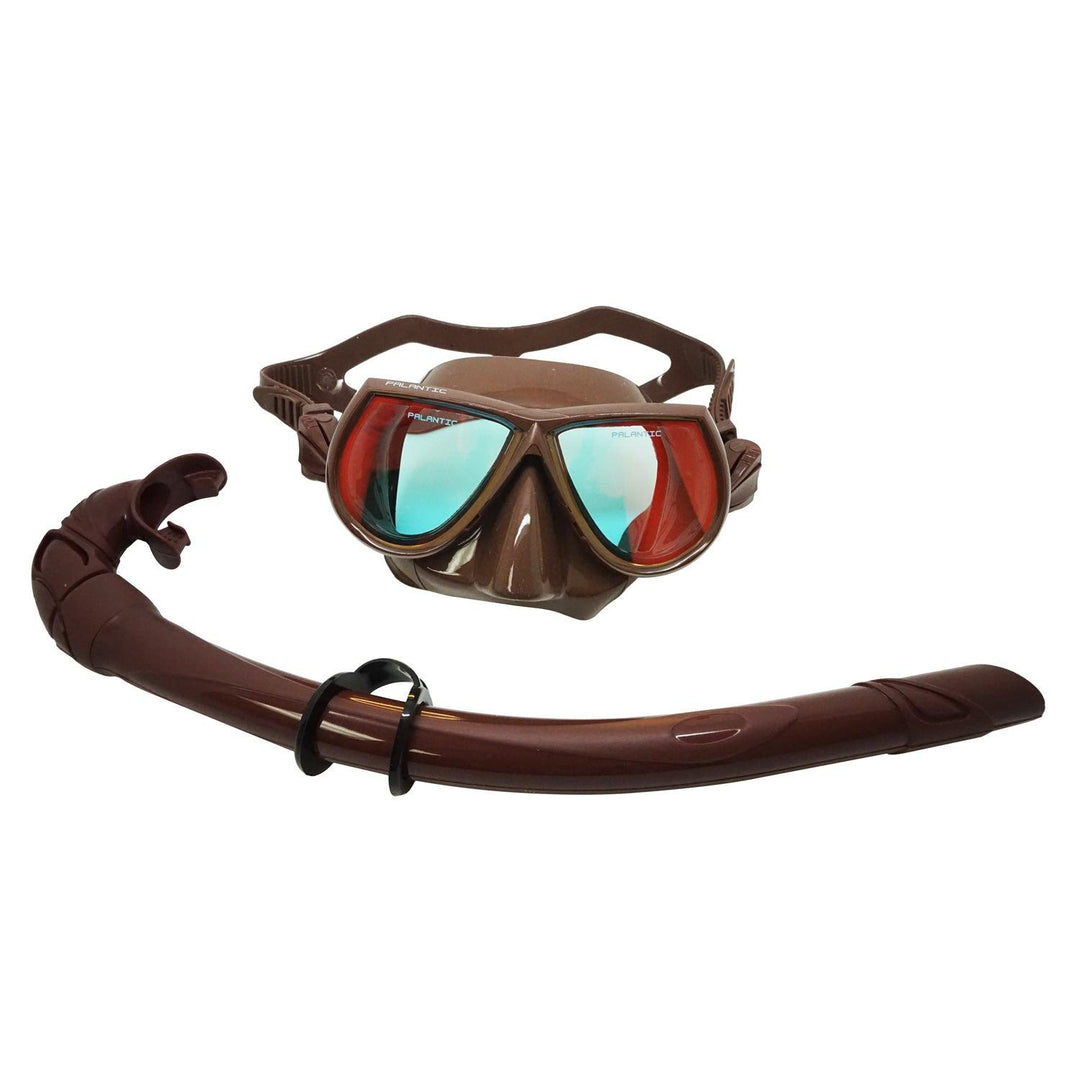 Palantic Brown Mirror Coated Lenses Free Dive Low Volume Mask & Snorkel Combo - Scuba Choice