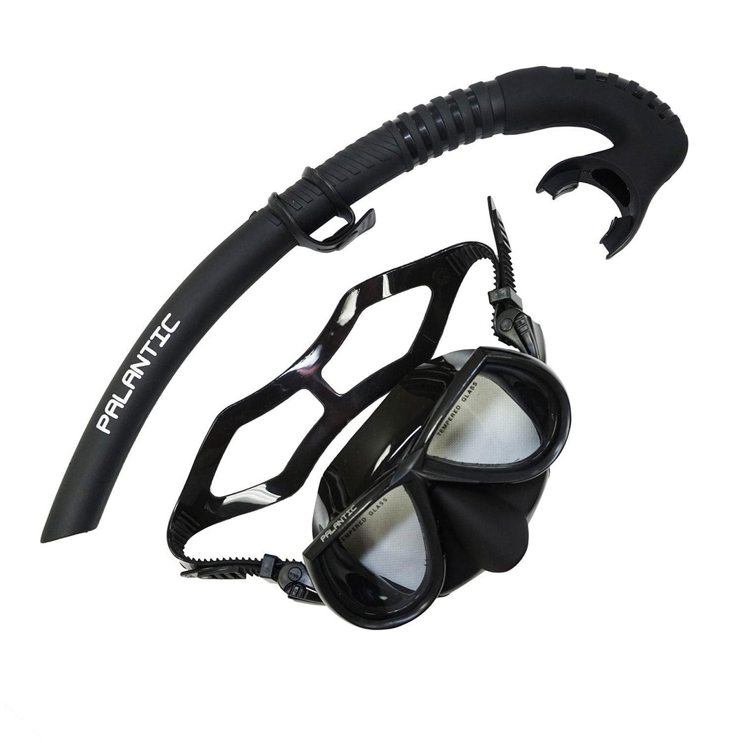 Palantic Black Free Dive Spearfishing Low Volume Mask & Flexible Snorkel Combo - Scuba Choice