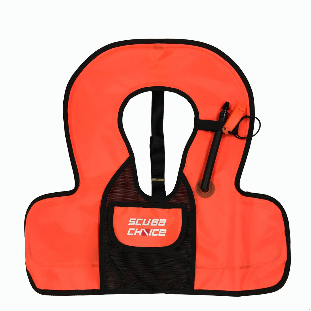 Scuba Choice Youth Kids Orange Snorkel Vest With Front Pocket & Whistle - Scuba Choice