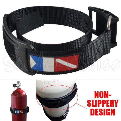 Scuba Diving Dive Cylinder Tank Band with Cam Buckle w/ Dive Flag Logo - Scuba Choice