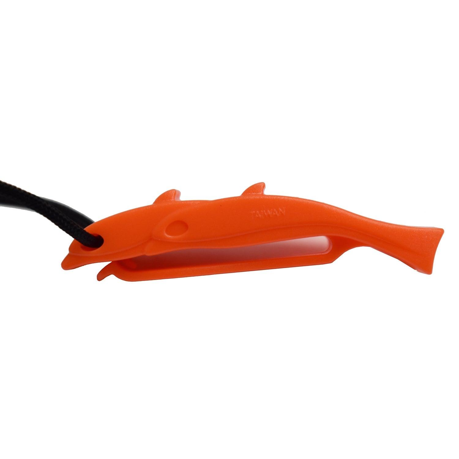 Scuba Choice Safety Dolphin Shape Whistle w/ Swivel Clip & Clip, Orange - Scuba Choice